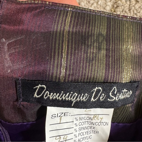 Dressy maxi long skirt tiered ruffle artsy metallic purple green gold large - Picture 9 of 11